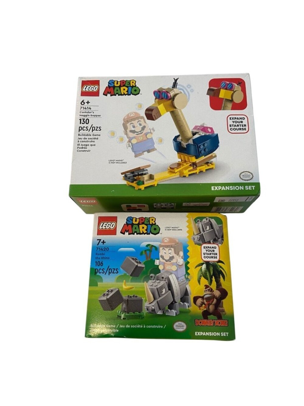 Lego Super Mario Expansion Sets - Conkdors Noggin Bopper 71414 & Rambi The Rhino